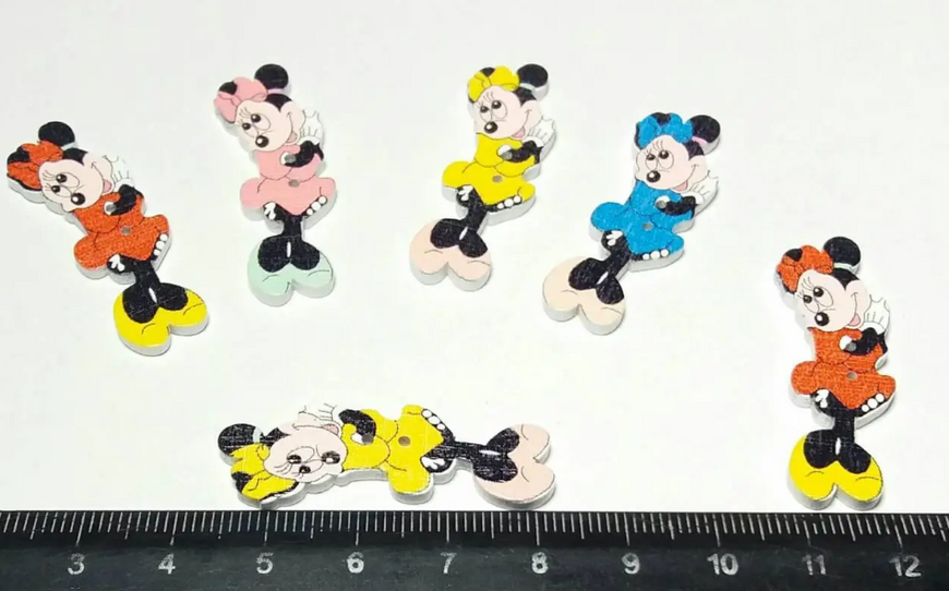 Декоративний ґудзик "Minnie Mouse" дівчинка, дерево 58001 фото