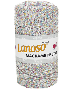 Пряжа LANOSO MACRAME PP DEGRADE STAR MULTI SIMLI № 5100 сірий мультіколор, поліпропілен з люрексом 5100 фото