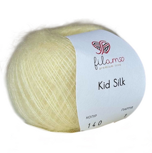 Пряжа Filamo Kid Silk 25 (Кід Сілк 25) №140 ніжний банан, мохер з шовком нитки для в'язання спицями і гачком 140 фото