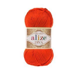 Пряжа Alize Diva (Ализе Дива) №37 гранатово-оранжевый, микрофибра, нитки для вязания 37 фото