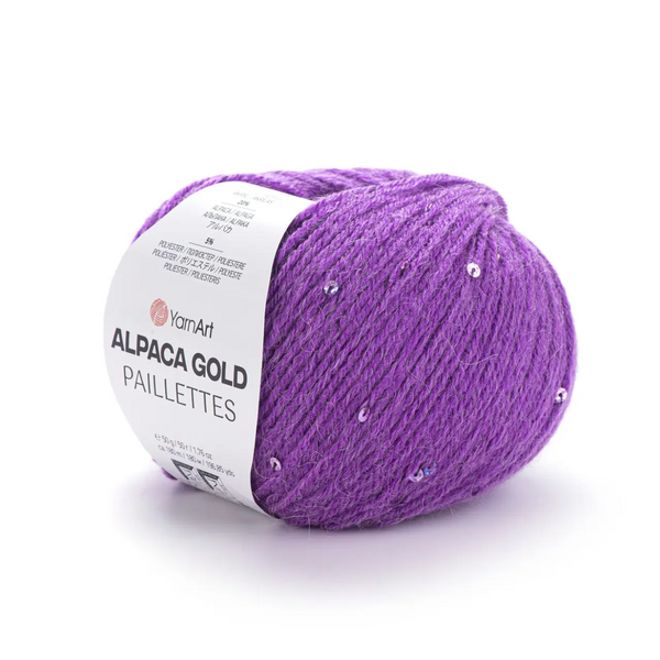 Пряжа YarnArt Alpaca Gold Paillettes №9308 фіолетовий, альпака з паєткою, нитки для в'язання спицями та гачком 9308 фото Пряжа YarnArt Alpaca Gold Paillettes №9308 фіолетовий, альпака з паєткою, нитки для в'язання спицями та гачком 9308 фото