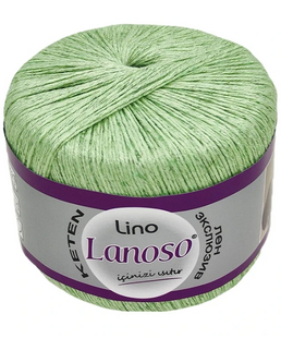 Пряжа Lanoso LINO №915 світло-зелений, пряжа льон з віскозою, для ручного в'язання спицями та гачком 915 фото