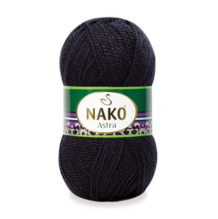 Пряжа Nako ASTRA №00217 чорний, пряжа 100% акрил, для ручного в'язання спицями та гачком 00217 фото
