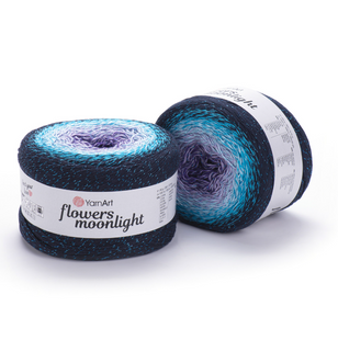 Пряжа YarnArt Flowers Moonlight №3254 пряжа бавовна з акрилом та металіком, нитки для ручного в'язання спицями та гачком 3254 фото