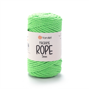 Пряжа YarnArt Macrame Rope 3 мм №802 ярко-зеленый, шнур для плетения макраме 802 фото