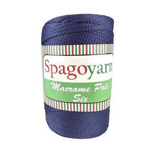 Пряжа Spagoyarn Macrame Poli Six №262 темно-синій, шнур для плетіння, нитки макраме 262 фото