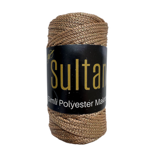 Пряжа Sultan SIMLI POLYESTER MAKROME (Сімлі Поліестер Макроме) № беж люрекс золото, пряжа для сумок макраме 2031 фото