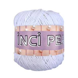 Пряжа Sultan INCI PEARL (Інсі Перл) №1306 білий, пряжа бавовна з намистинами, нитки для в'язання гачком и спицями 1306 фото