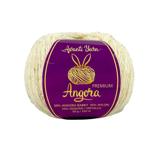 Пряжа Avanti Yarn Angora Premium (Ангора Преміум) №EF08/2079 молочний, ангора з люрексом і паєтками EF08/2079 фото Пряжа Avanti Yarn Angora Premium (Ангора Преміум) №EF08/2079 молочний, ангора з люрексом і паєтками EF08/2079 фото