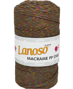 Пряжа LANOSO MACRAME PP DEGRADE STAR MULTI SIMLI № 2600 коричневий мультіколор, поліпропілен з люрексом 2600 фото