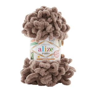 Пряжа Alize Puffy (Пуффи) №466 коричневый, плюшевая нитки для вязания руками 466 фото