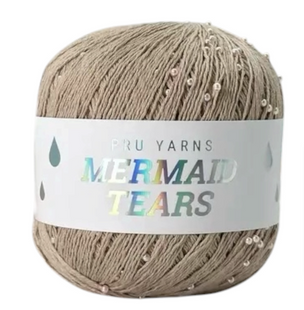 Пряжа Punk Rock Unicorn MERMAID TEARS (Мермаід Тірс) №05 бежевий+сірі, рожеві, молочні перламутр намистини 05 фото