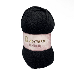Пряжа Lady Yarn Nice Woolly №NW024 чорний (напіввовна) 100 г, 200 м NW024 фото