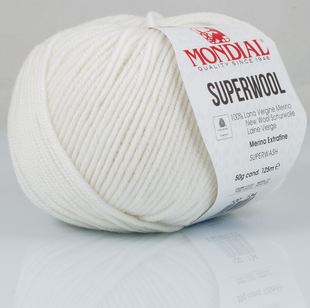 Пряжа Mondial Superwool №100 білий (мериносова вовна) 125 м, 50 г 100 фото