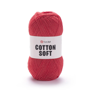 Пряжа Yarnart Cotton Soft №26 светло-красный - хлопок с акрилом для вязания спицами и крючком 26 фото