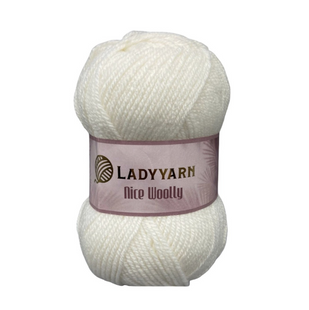 Пряжа Lady Yarn Nice Woolly №NW025 білий (напіввовна) 100 г, 200 м NW025 фото
