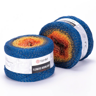 Пряжа YarnArt Flowers Moonlight №3258 пряжа бавовна з акрилом та металіком, нитки для ручного в'язання спицями та гачком 3258 фото