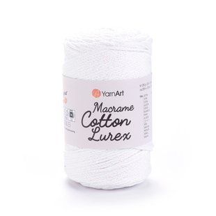 Пряжа Yarnart Macrame Cotton Lurex №721 білий, нитки для в'язання макраме 721 фото