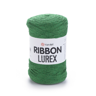 Пряжа YarnArt Ribbon Lurex №728 зелений, з люрексом для в'язання спицями та гачком 728 фото