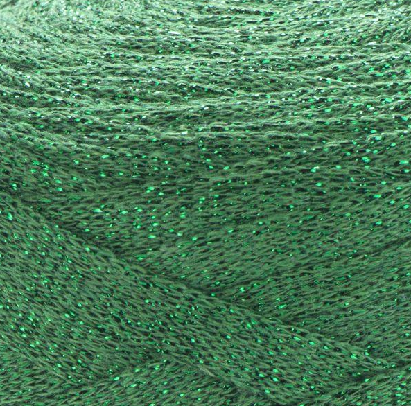 Пряжа YarnArt Ribbon Lurex №728 зелений, з люрексом для в'язання спицями та гачком 728 фото