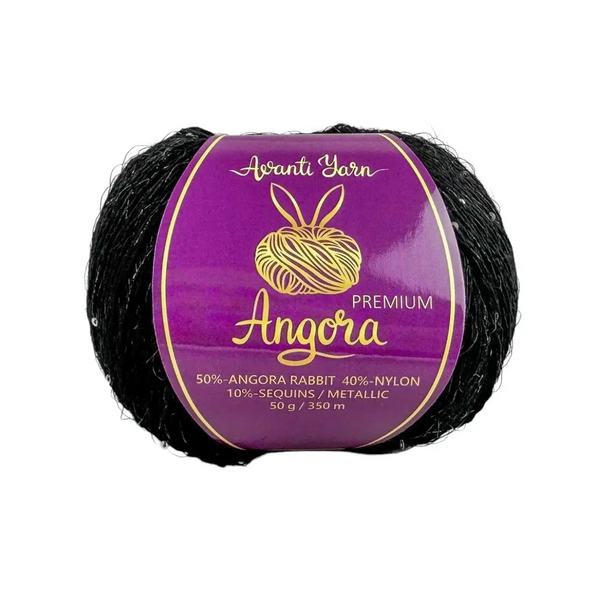 Пряжа Avanti Yarn Angora Premium (Ангора Преміум) №EF21/2008 чорний люрекс чорний паєтка срібло, ангора з люрексом і паєтками EF21/2008 фото