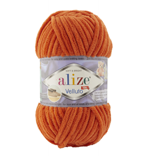 Пряжа Alize Velluto (Веллуто) №06 помаранчевий, плюшева, нитки для в&rsquo;язання 06 фото