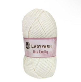 Пряжа Lady Yarn Nice Woolly №NW001 молочний (напіввовна) 100 г, 200 м NW001 фото