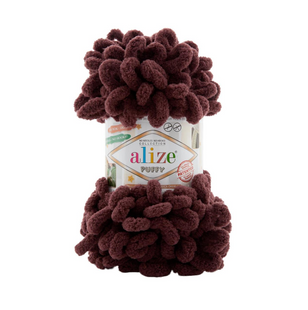Пряжа Alize Puffy (Пуффі) №993 коричневий, плюшева нитки для в'язання руками 993 фото