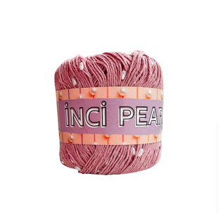 Пряжа Sultan INCI PEARL (Інсі Перл) №3406 світло-рожевий, пряжа бавовна з намистинами, нитки для в'язання гачком и спицями 3406 фото