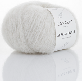 Пряжа Katia Alpaca Silver №250 белый теплый + люрекс (альпака, люрекс) 120 м, 25 г 250 фото
