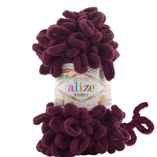 Пряжа Alize Puffy (Пуффі) №108 винний, плюшева нитки для в'язання руками 108 фото