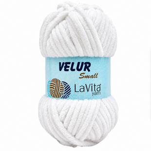 Пряжа Lavita Yarn Velur Small №1002 белый (велюр) 50 г, 60 м 1002 фото