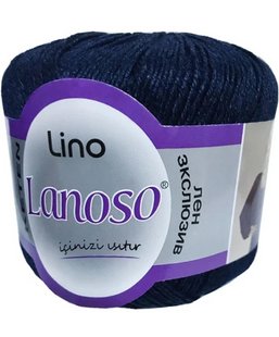 Пряжа Lanoso LINO №958 темно-синій, пряжа льон з віскозою, для ручного в'язання спицями та гачком 958 фото