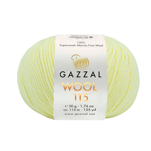 Пряжа Gazzal Wool 115 № 3314 світло-жовтий колір, 115м/50гр, 100% вовна мериноса, для ручного в'язання спицями та гачком 3314 фото
