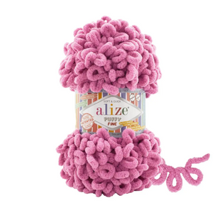 Пряжа Alize Puffy Fine (Пуффі Файн) №178 рожевий, плюшева нитки для в'язання руками 178 фото