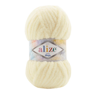 Пряжа Alize Softy Mega (Софти Мега) №988 сливочный, плюшевая, нитки для вязания 988 фото