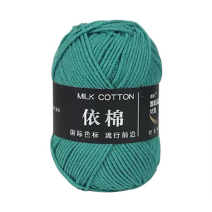 Пряжа MILK COTTON (Мілк Коттон) №22 зелений, пряжа напівбавовна, нитки для в'язання спицями та гачком 22 фото