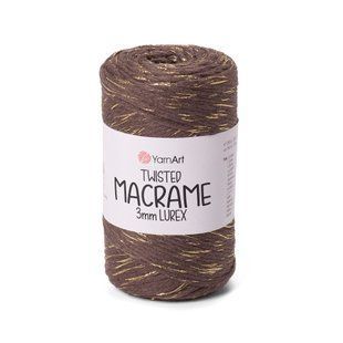 Пряжа Yarnart TWISTED MACRAME 3 мм LUREX №769 коричневий люрекс золото, нитки для макраме 769 фото