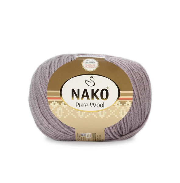 Пряжа Nako Pure Wool №12351 сіро-лавандовий, пряжа 100% вовна, для ручного в'язання спицями та гачком 12351 фото Пряжа Nako Pure Wool №12351 сіро-лавандовий, пряжа 100% вовна, для ручного в'язання спицями та гачком 12351 фото