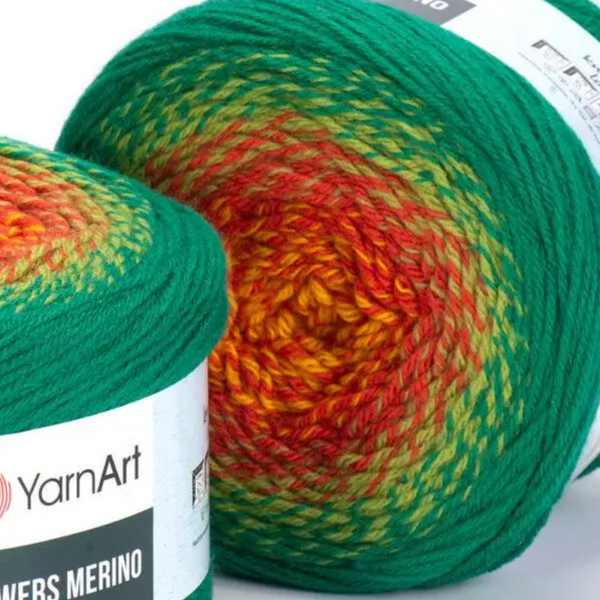 Пряжа YarnArt Flowers Merino №533 полушерсть, секционная покраска для вязания спицами и крючком 533 фото