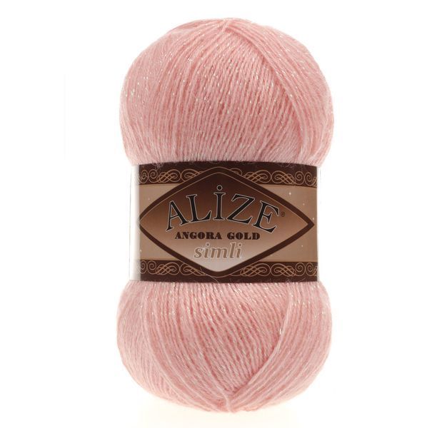 Пряжа Alize Angora Gold Simli (Ангора Голд Сімлі) №363 світло-рожевий, вовна з металіком, нитки для в’язання 363 фото Пряжа Alize Angora Gold Simli (Ангора Голд Сімлі) №363 світло-рожевий, вовна з металіком, нитки для в’язання 363 фото