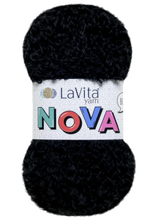 Пряжа LaVita NOVA №6500 чорний, пряжа буклє, нитки для в'язання 6500 фото