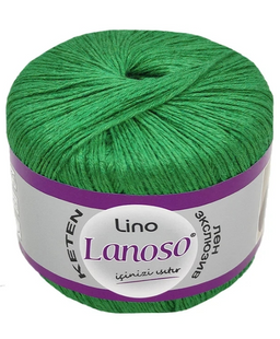 Пряжа Lanoso LINO №920 зелений, пряжа льон з віскозою, для ручного в'язання спицями та гачком 920 фото