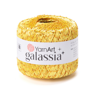 Пряжа YarnArt Galassia №5828 желтый пайетка золото- с пайеткой, нитки для вязания спицами и крючком 5828 фото