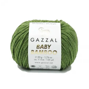 Пряжа Gazzal Baby Bamboo №95232 зеленый цвет, 115м/50гр, 50% бамбук, для ручной вязки спицами и крючком 95232 фото
