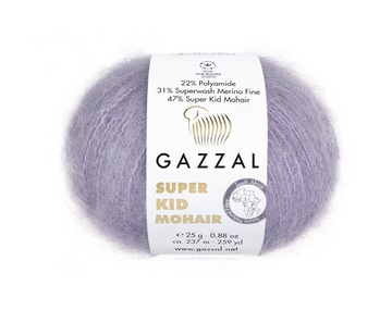 Пряжа Gazzal Super Kid Mohair (мериносова вовна, кідмохер, поліамід) 25 г, 237 м