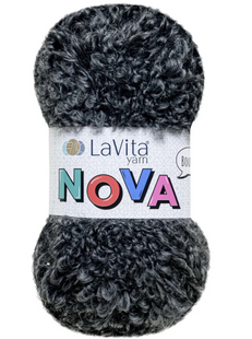 Пряжа LaVita NOVA №6802 темно-сірий, пряжа буклє, нитки для в'язання 6802 фото