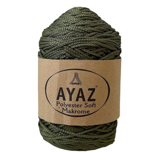 Пряжа Ayaz Polyester Soft Makrome (Аяз Софт Макроме) №1530 хаки, для сумок макраме и вязание крючком 1530 фото