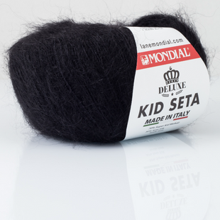 Пряжа Mondial Kid Seta №200 чорний (кід мохер, шовк) 210 м, 25 г 200 фото