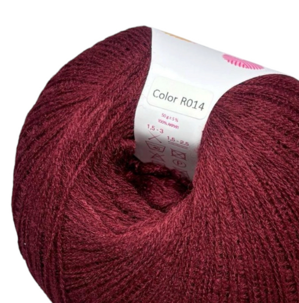 Пряжа Avanti Yarn Baby Soft №R014 бордовий (акрил) 50 г, 700 м R014 фото
